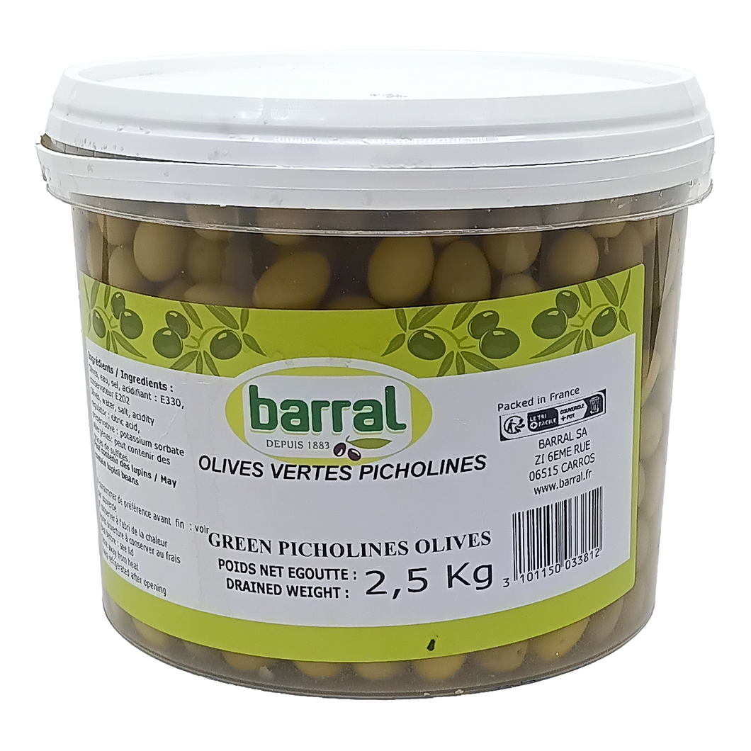 Green Picholine Olives Whole - Barral